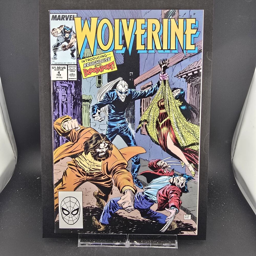 Wolverine 4 Marvel 1989 Key 1st Appearance Bloodsport & Roughouse NM 9.2/9.4 Raw